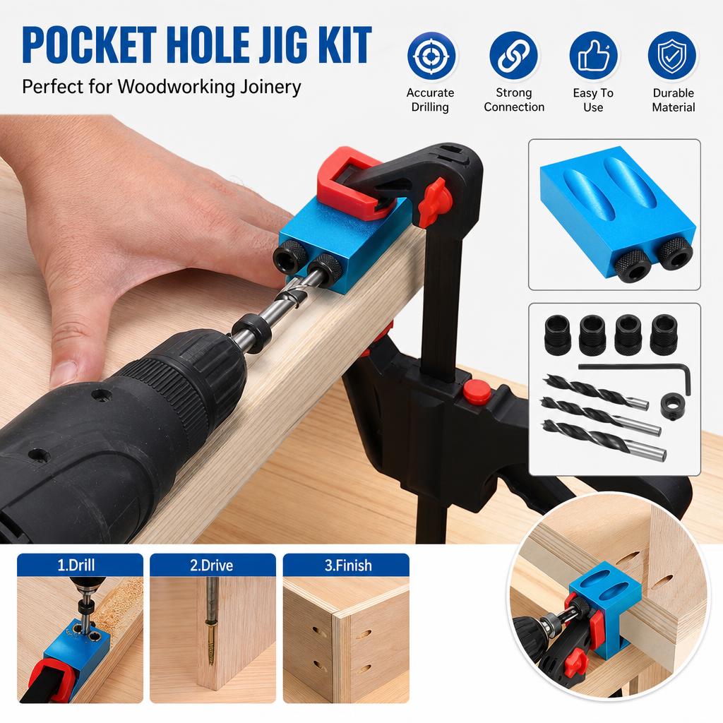 Pocket Hole Jig - 14-delige DIY Pocket Hole Jig Kit