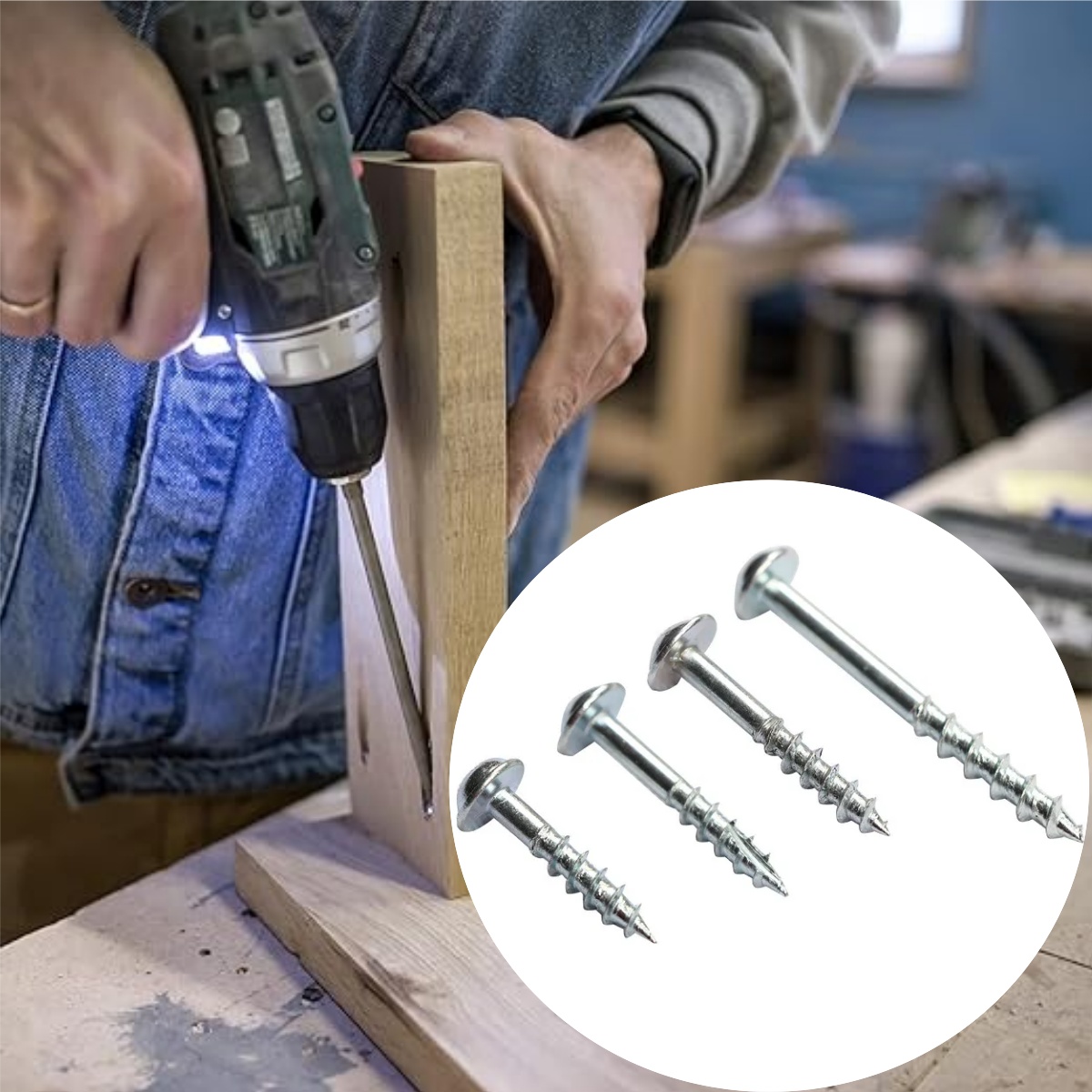 Pocket Hole Jig - 100 stuks verzinkte Phillips Pocket Hole-schroeven,