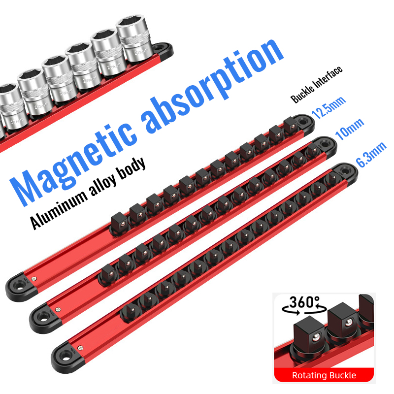 Workshop Garage Tools Manufacturer - Zwaarbelastbaar Aluminium Magnetisch Socket-Organizerrek Socket-Rail Gereedschapskisthouder