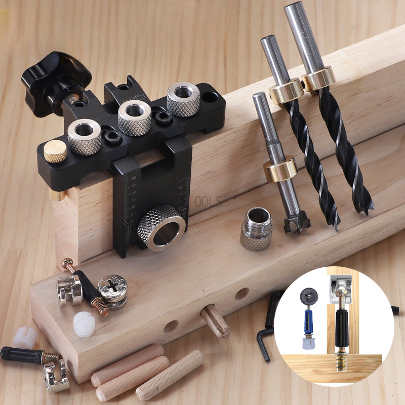 Pocket Hole Jig - 3-in-1 verstelbare deuvelmal 8/10/15MM deuvelboorgidsset houtbewerking