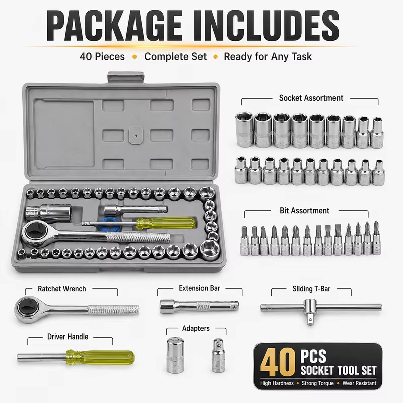 Tools For Motorcycle Workshop - 40-delige combinatie-steeksleutelset voor auto- en motormechanica,