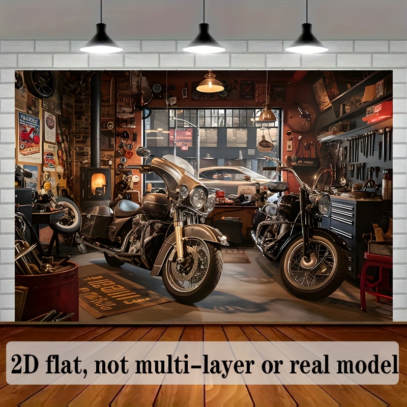 Motorgarage Wandtapijt Klassie - Tools For Motorcycle Workshop recensie en prijs